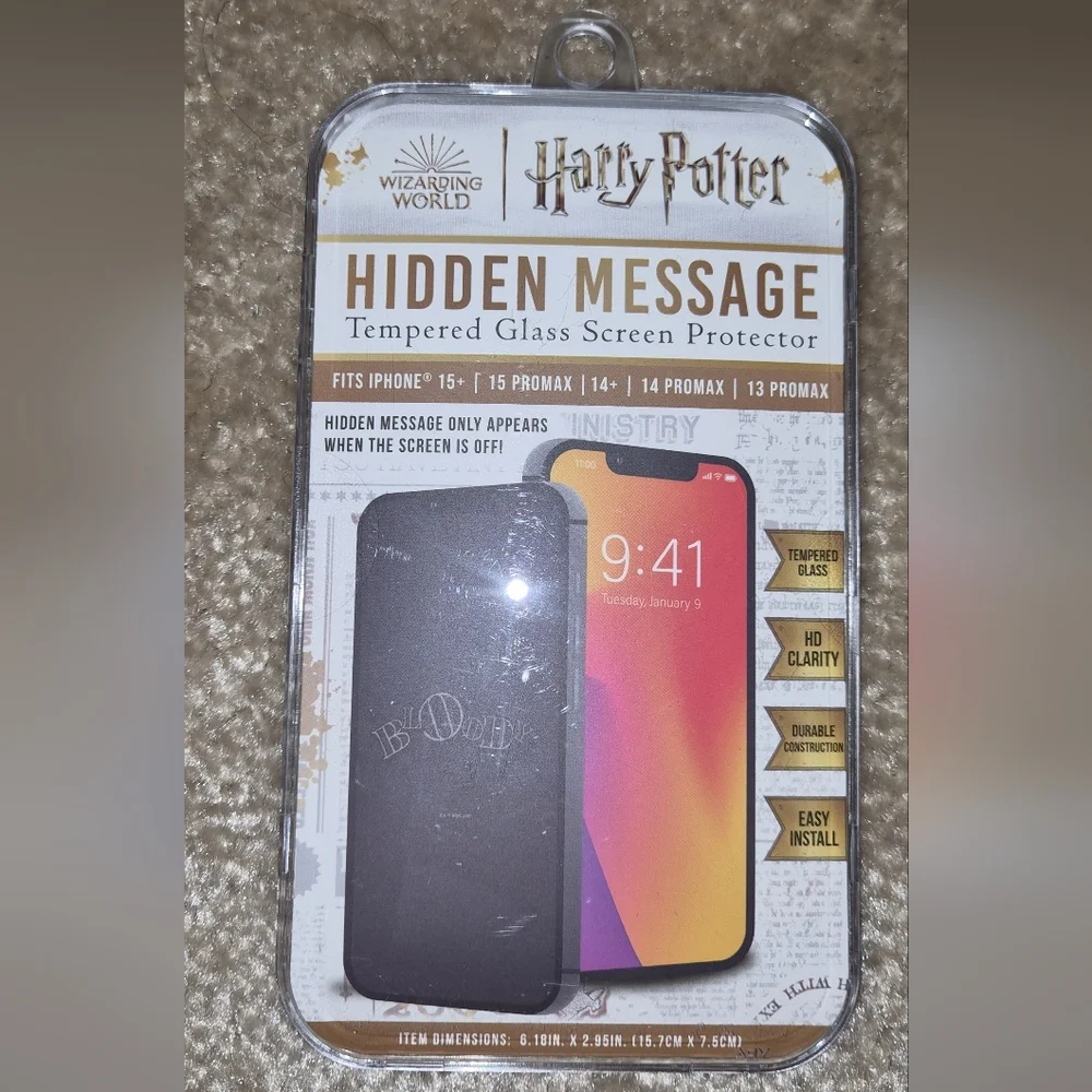 Warner Bros. Harry Potter Hidden Message Screen Protector - Black and Gold